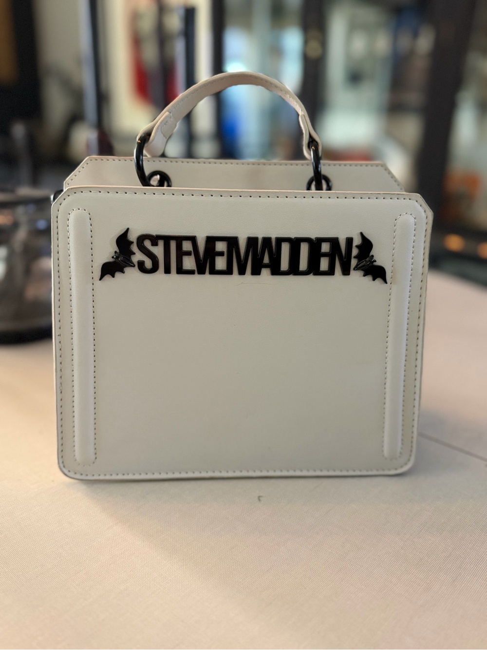 Steve Madden White Bat Handbag Crossbody Purse Goth Halloween
